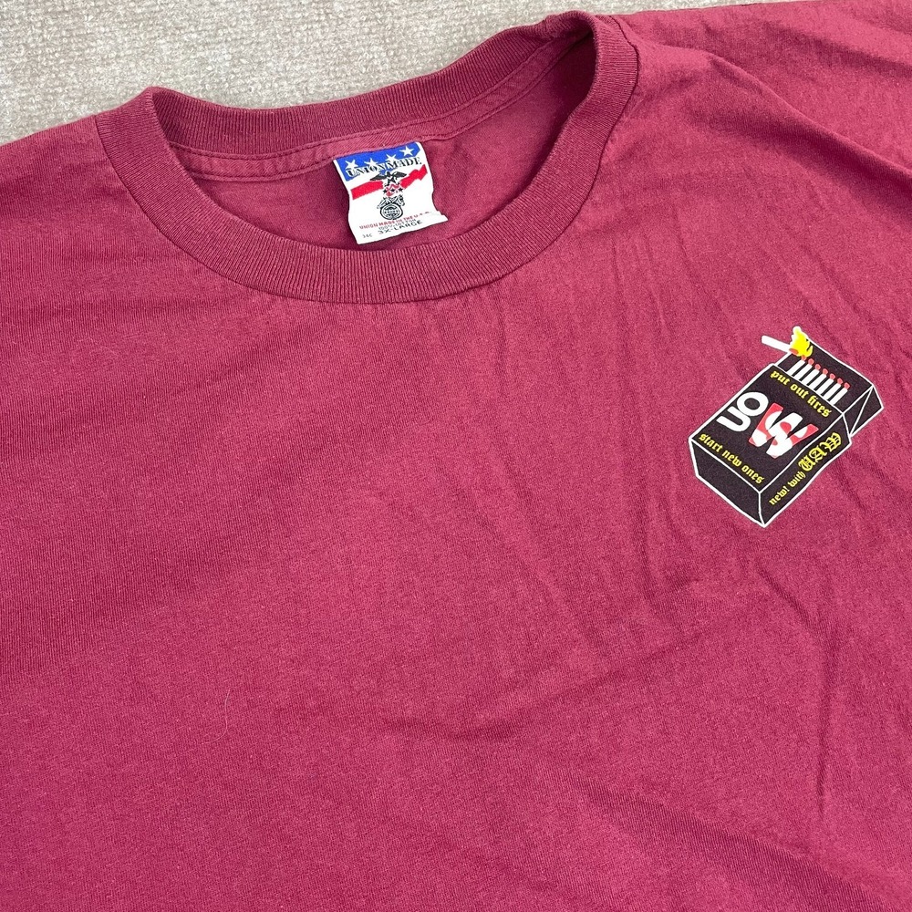 Vintage Union Made T Shirt Mens 3XL Red United We Bargain Graphic Print Cotton